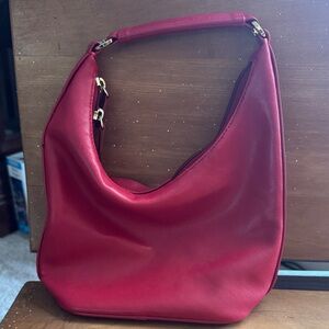 Elegant Liz Claiborne Mini Red Leather Hobo Bag